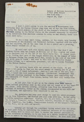 Letter from Arthur Sweetser to Seán Lester, p0001